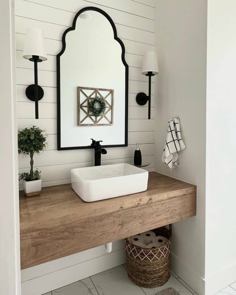 Floating Vanity With Farmhouse Sink