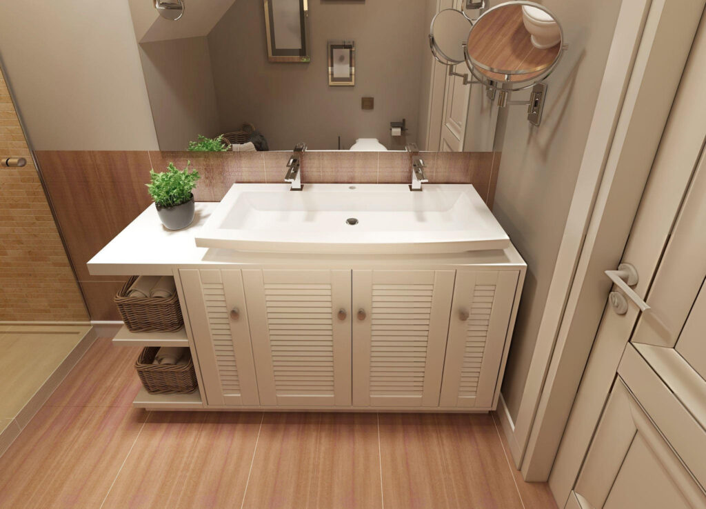 Floating Vanity With Farmhouse Sink