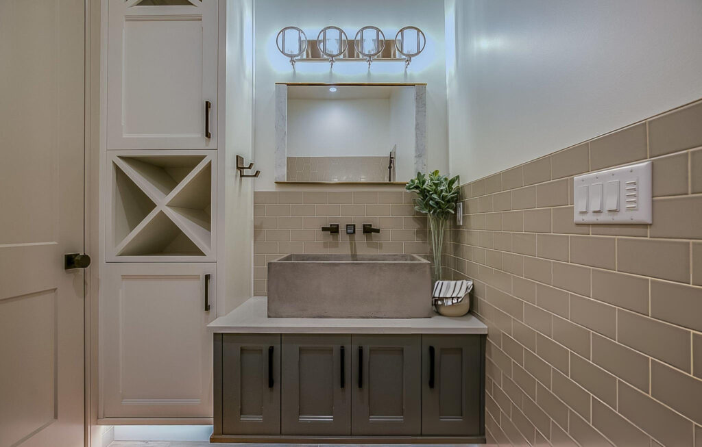 Floating Vanity With Farmhouse Sink